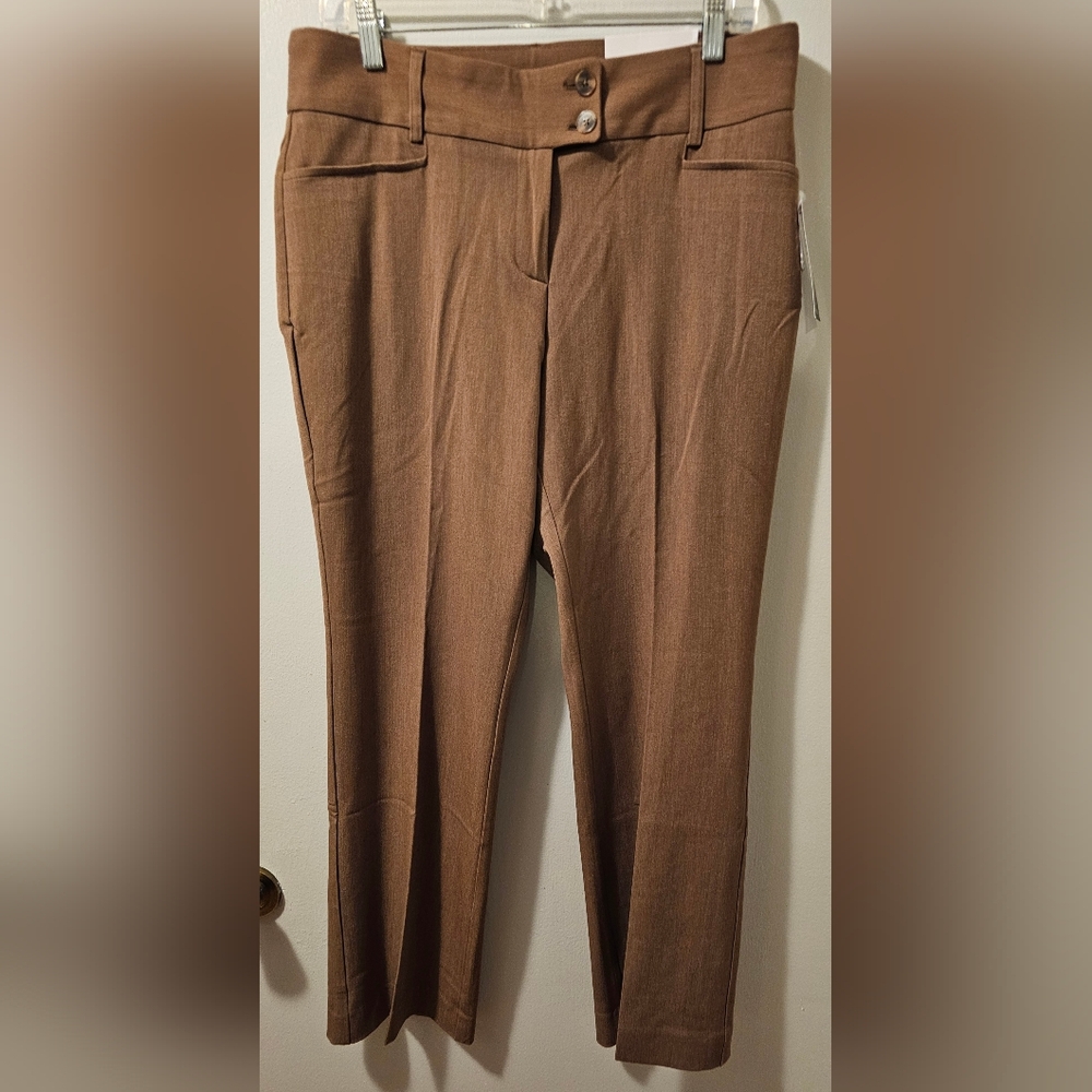 Rafaella “The Curvey Boot” High Rise Dress Pant Coffee Women's Size 12p NWT